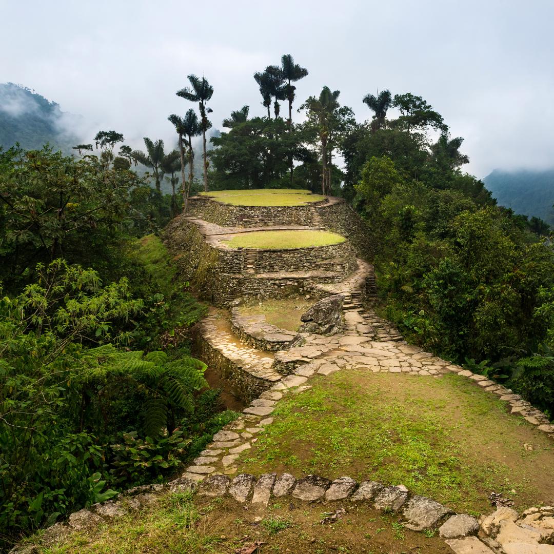 The Lost City (Ciudad Perdida) ruins in Sierra Nevada de Santa Marta, Colombia by @Tiago_Fernandez / Getty Images via Canva Pro